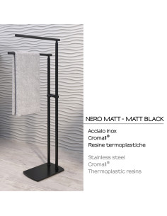 PIANTANA Portasalviette H. 90 CM. NERO MATT | Bagno di Stile
