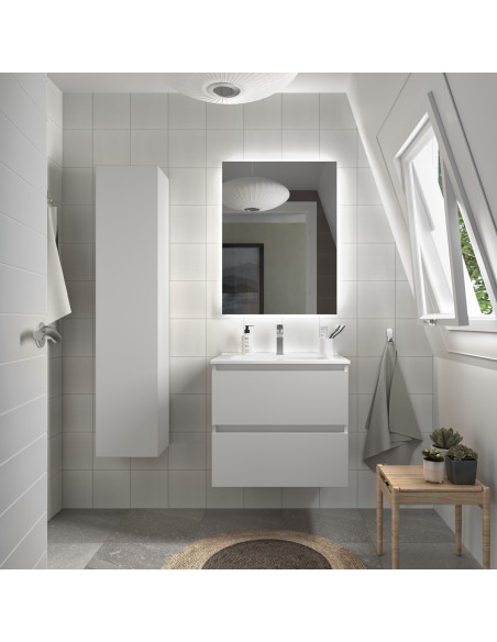 Mobiletto da bagno Bequia 70 cm bianco opaco  Lavabo in porcellana
