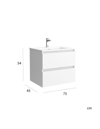 Mobiletto da bagno Bequia 70 cm bianco opaco  Lavabo in porcellana