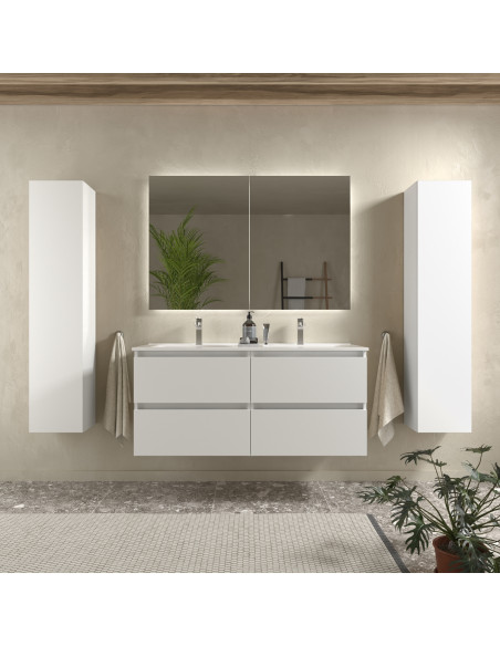 Mobiletto da bagno Bequia 120 cm bianco opaco  Lavabo in porcellana