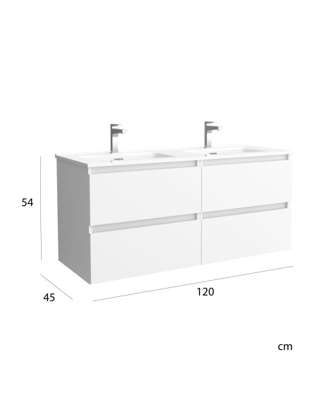 Mobiletto da bagno Bequia 120 cm bianco opaco  Lavabo in porcellana