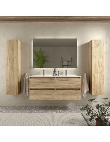 Mobile bagno Bequia 120 cm in rovere  Lavabo in porcellana
