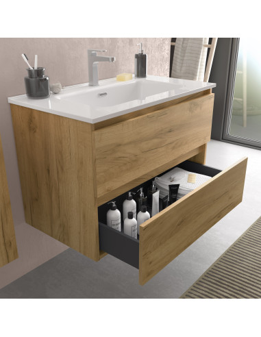 Mobile bagno Bequia 120 cm in rovere  Lavabo in porcellana