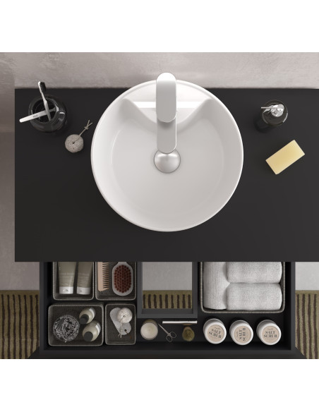 Mobiletto da bagno Bequia 60 cm nero opaco  Lavabo da appoggio