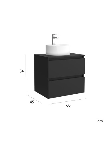 Mobiletto da bagno Bequia 60 cm nero opaco  Lavabo da appoggio