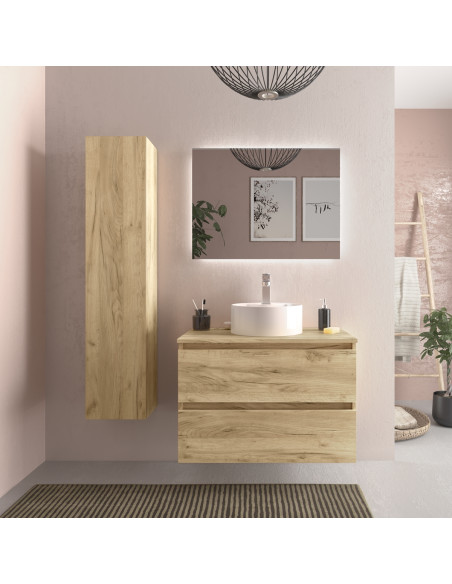 Mobile bagno Bequia 80 cm in rovere  Lavabo da appoggio