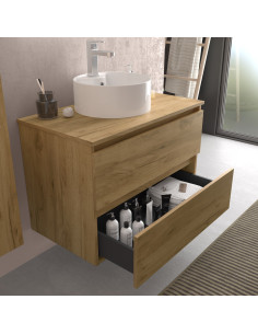Mobile bagno Bequia in rovere da 120 cm  2 lavabi da appoggio 2