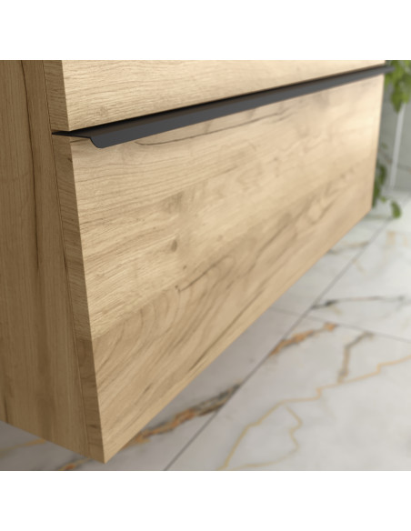 Mobile bagno Nabua 80 cm in rovere con maniglia estraibile  Lavabo da appoggio