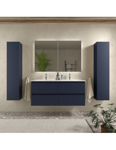 Mobiletto da bagno Bequia 120 cm + lavabo in ceramica  Blu opaco  120x45x56 cm