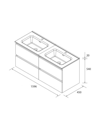 Mobile bagno Bequia 160cm + lavabo MineralSolid  Bianco opaco  160x45x56