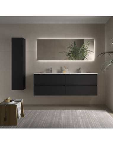 Mobile bagno Bequia 160 cm + lavabo MineralSolid  Nero opaco  160x45x56 cm