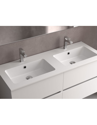Mobile bagno Bequia 160 cm + lavabo MineralSolid  Nero opaco  160x45x56 cm