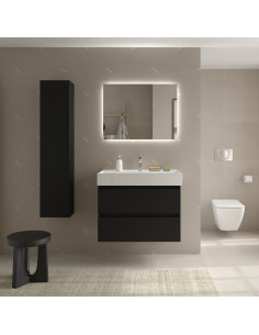 Mobile bagno Bequia 80 cm + lavabo in ceramica  Nero opaco  80x45x66