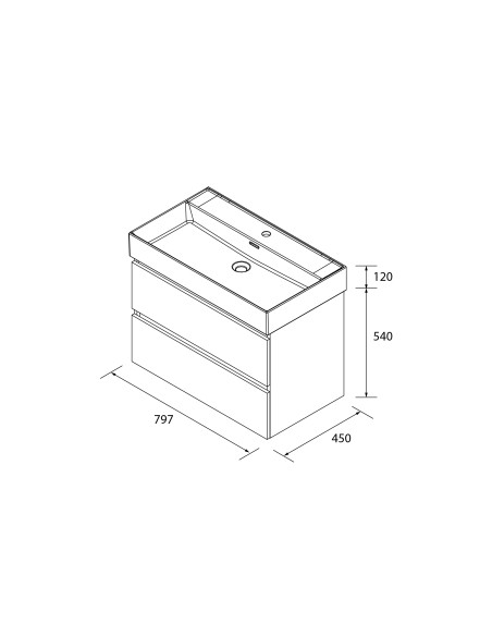 Mobile bagno Bequia 80 cm + lavabo in ceramica  Nero opaco  80x45x66
