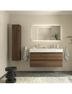 Mobile bagno Bequia 120 cm + lavabo in ceramica  Noce  120x45x66 cm