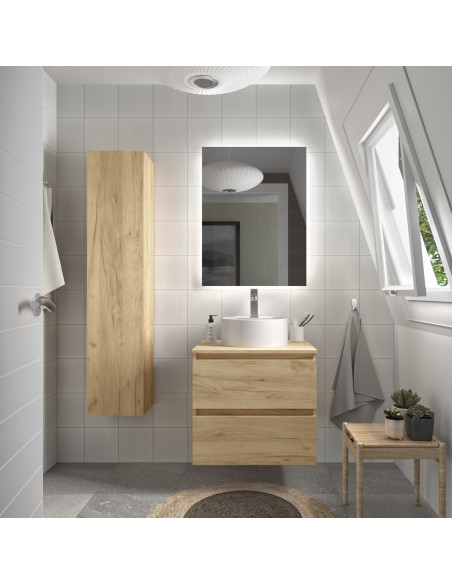 Mobile bagno Bequia 60 cm + piano d'appoggio (senza lavabo)  Colore rovere Africa 60x45x56