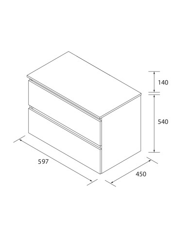Mobiletto da bagno Bequia 60 cm + piano d'appoggio (senza lavabo)  Blu satinato  60x45x56