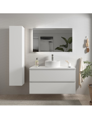 Mobile bagno Bequia 100 cm + piano d'appoggio (senza lavabo)  Bianco opaco  100x45x56