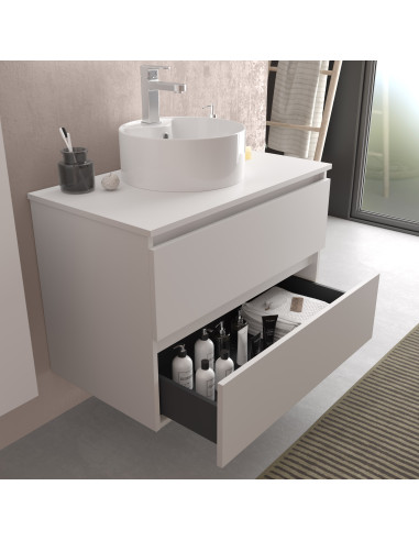Mobile bagno Bequia 100 cm + piano d'appoggio (senza lavabo)  Bianco opaco  100x45x56