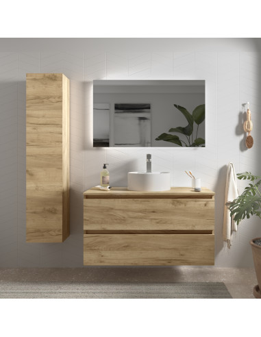 Mobile bagno Bequia 100 cm + piano d'appoggio (senza lavabo)  Colore rovere Africa  100x45x56