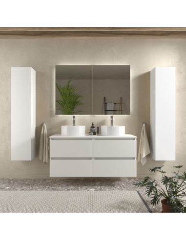 Mobile bagno Bequia 120 cm + piano d'appoggio (senza lavabo)  Bianco opaco  120x45x56