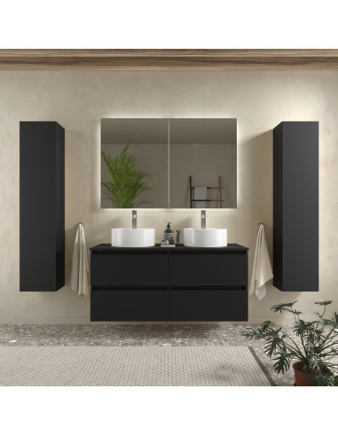 Mobile bagno Bequia 120 cm + piano d'appoggio (senza lavabo)  Nero opaco  120x45x56
