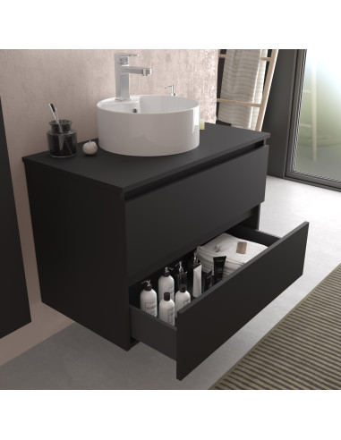 Mobile bagno Bequia 120 cm + piano d'appoggio (senza lavabo)  Nero opaco  120x45x56