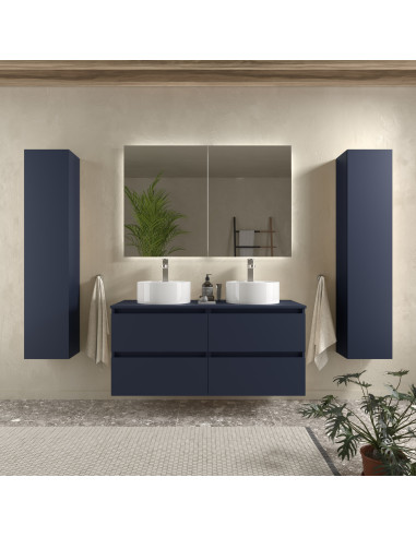 Mobile bagno Bequia 120 cm + piano d'appoggio (senza lavabo)  Blu satinato  120x45x56