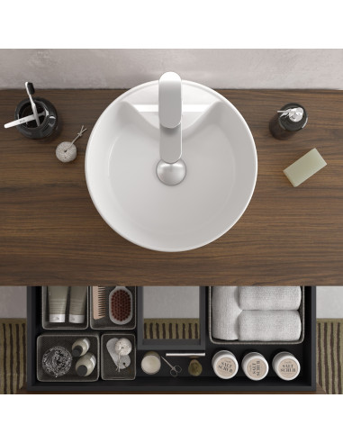 Mobile da bagno Bequia 140 cm + piano d'appoggio (senza lavabo)  Colore noce 140x45x56