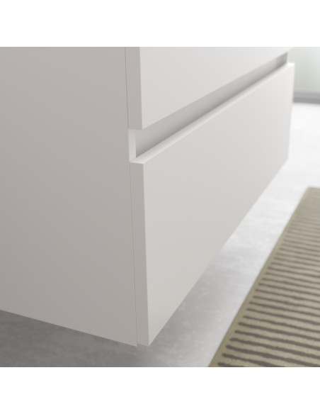 Mobile bagno Bequia 120 cm + mobile lavabo centrale a 2 fori + lavabo in ceramica  Bianco opaco  120x45x66 cm