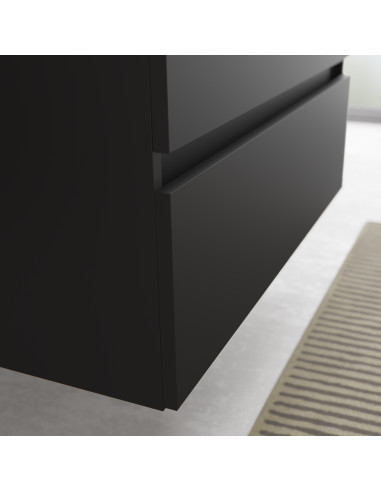 Mobile bagno Bequia 120 cm + mobile lavabo centrale con anta singola + lavabo in ceramica  Nero opaco  120x45x66 cm