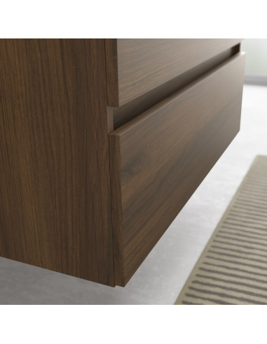 Mobile bagno Bequia 120 cm + mobile lavabo centrale con anta singola + lavabo in ceramica  Noce  120x45x66