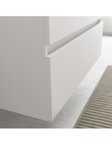 Mobile bagno Bequia 100 cm + 1 mobiletto con anta laterale reversibile + piano d'appoggio + lavabo Posar Bianco opaco  100x45x56