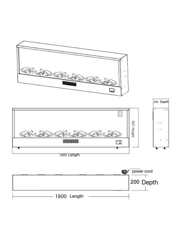 Caminetto Elettrico Amiata 180 Cm Eleganza e Calore Per La Tua Casa