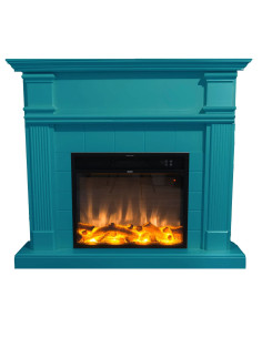 Caminetto Elettrico Turchese 1500w Con Effetto Fiamma Realistico