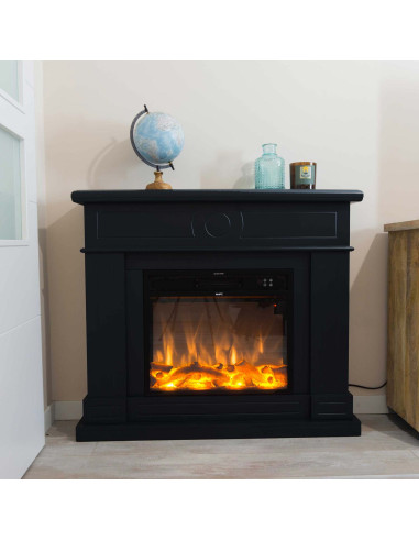 Caminetto Elettrico Nero Elegante Con Effetto Fiamma Realistico