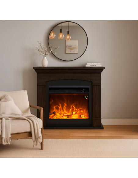 Caminetto Elettrico Wenge 1500w Con Effetto Fiamma Led