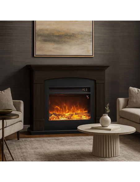 Caminetto Elettrico Wenge 1500w Con Effetto Fiamma Led