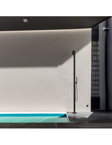 Doccia Nera In Acciaio Inox 316l Con Soffione e Doccino
