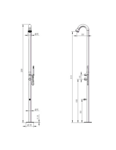 Doccia Nera In Acciaio Inox 316l Con Soffione e Doccino