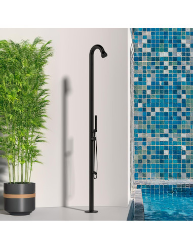 Doccia Nera In Acciaio Inox 316l Con Soffione e Doccino