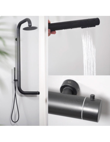 Doccia Cabras Nera In Acciaio Inox a Parete Eleganza e Resistenza