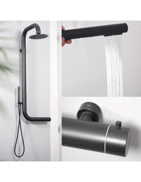 Doccia Cabras Nera In Acciaio Inox a Parete Eleganza e Resistenza