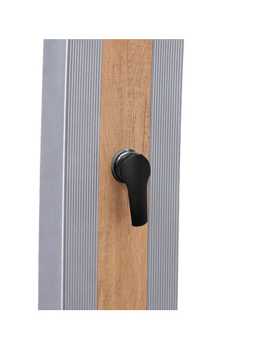 Doccia Solare Grigia In Alluminio Con Fascia Legno e Soffione Quadrato