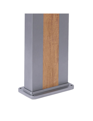 Doccia Solare Grigia In Alluminio Con Fascia Legno e Soffione Quadrato