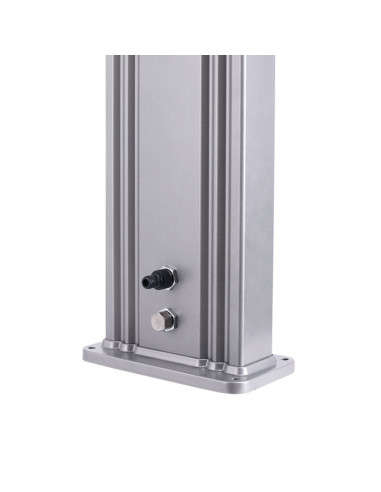 Doccia Solare Grigia In Alluminio Con Fascia Legno e Soffione Quadrato