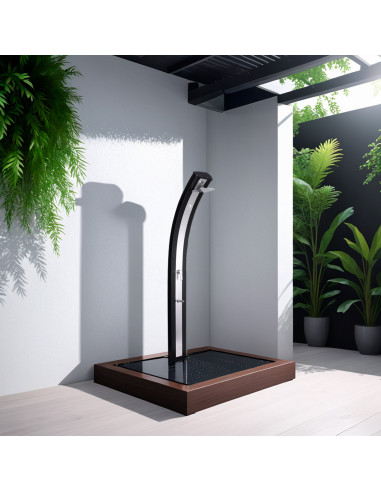 Doccia Solare Nera In Alluminio 40 Litri Con Fascia Inox