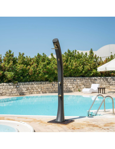 Doccia Solare Nera e Oro Per Giardino Soffione 20 Cm