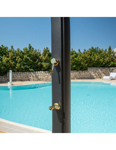 Doccia Solare Nera e Oro Per Giardino Soffione 20 Cm