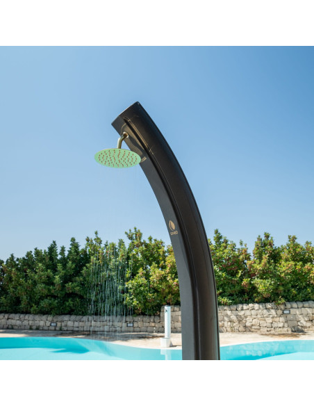 Doccia Solare Nera e Oro Per Giardino Soffione 20 Cm